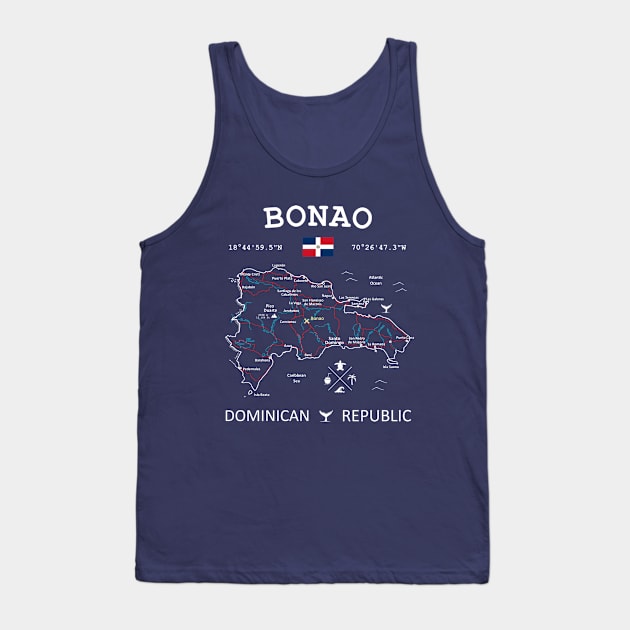 Bonao Dominican Republic Map Tank Top by French Salsa